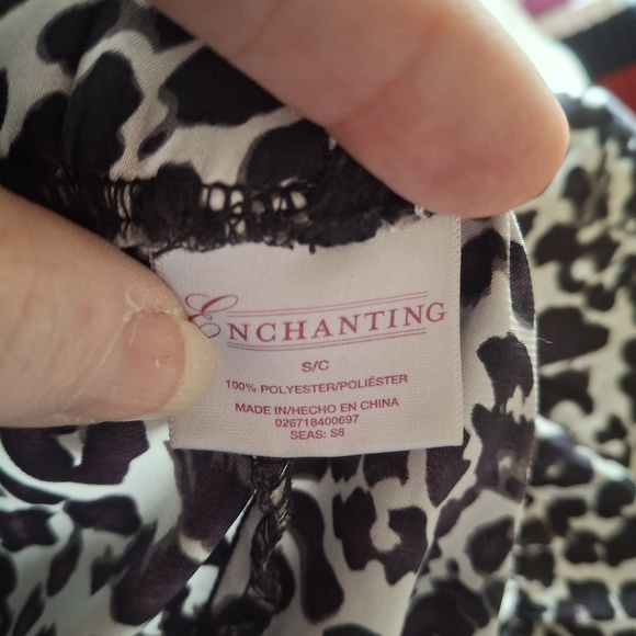 Satin Leopard Print Lace Trim Pajama 2 pc Set size M - Picture 10 of 12